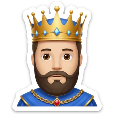 bearded king with crown and blue outfit sticker