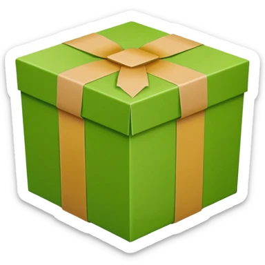 light green shipping box wrapped in tape, top view, apple style emoji sticker