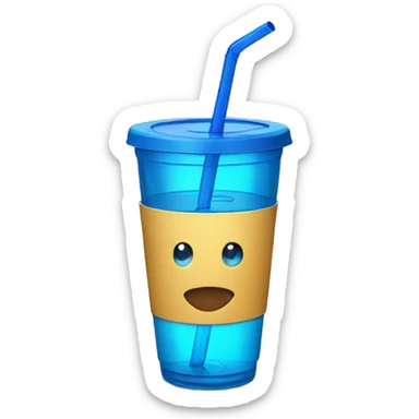 blue water cup with blue straw and blue lid sticker