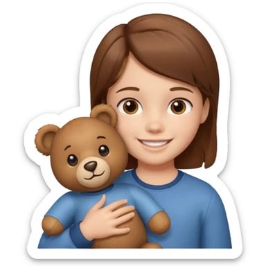 kid with teddy bear sticker