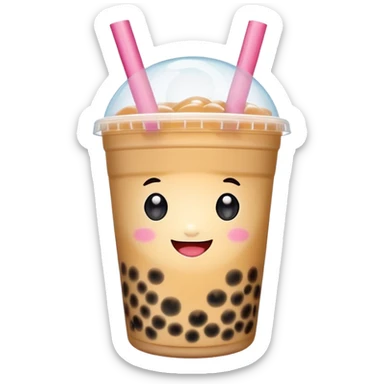 a bubble tea mascot sticker