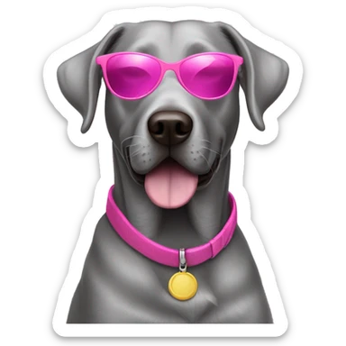 Silver lab wearing pink sunglasses  sticker