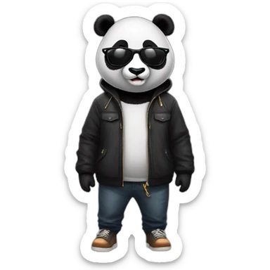 a panda bear with cool glasses full body sticker