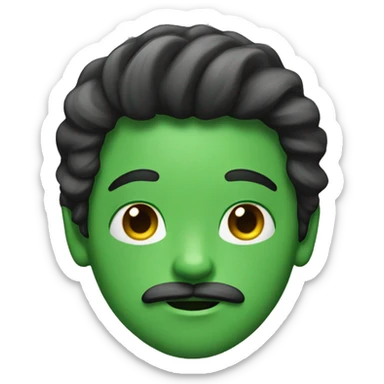 boy green skin with moustache and long hair sticker