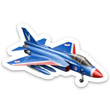 the french mirage fighter jet, and in the background the french flag sticker