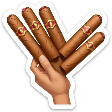 a hand holding lots of cigars sticker