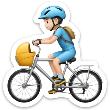 modern bicycle with child seat and helmet, simple and clean sticker