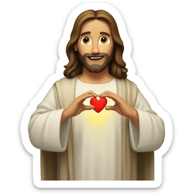 Jesus Christ making a heart sign with his hands sticker