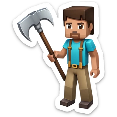 Minecraft character holding a pickaxe sticker