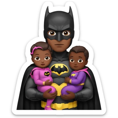 batman holding baby daughter sticker