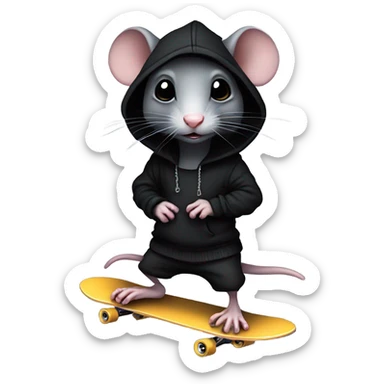 An emo rat skateboarding sticker
