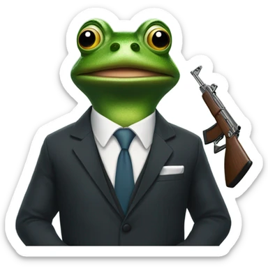Frog in a suit with a ak47 in his hand sticker