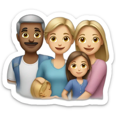 A family with two girls from France sticker