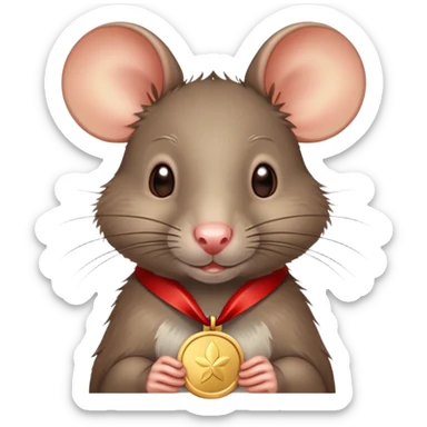 rat with a gold medal and ribbon sticker