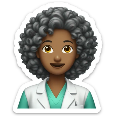 Dentist women curly hair  sticker
