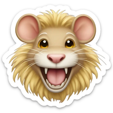 Tan rat with lion’s mane is evil laughing sticker