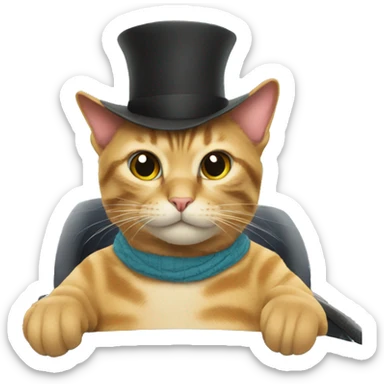 Cat in a hat on a ride sticker