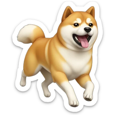 running fat Shiba dog sticker