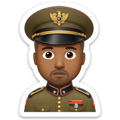Kanye West cartoon character in historical German soldier outfit sticker