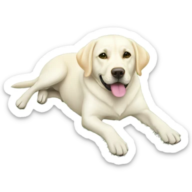 white labrador is laying on grass sticker