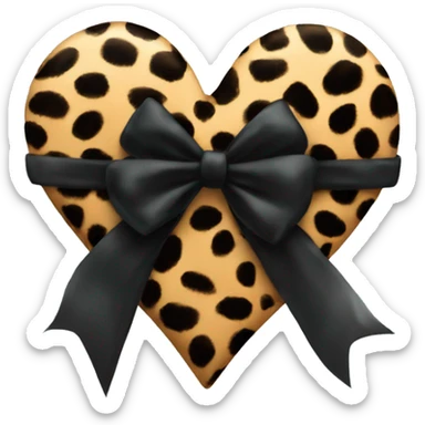 leopard print heart with tied black bow sticker
