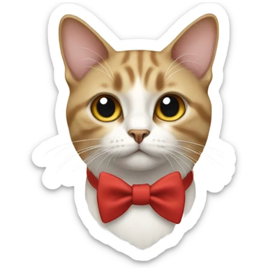 Cat wearing a bow sticker