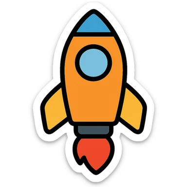 rocket ship icon with color outlines sticker