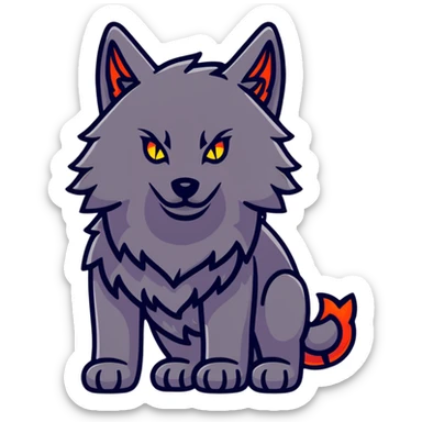 Dark demonic wolf with horns and glowing symbols sticker