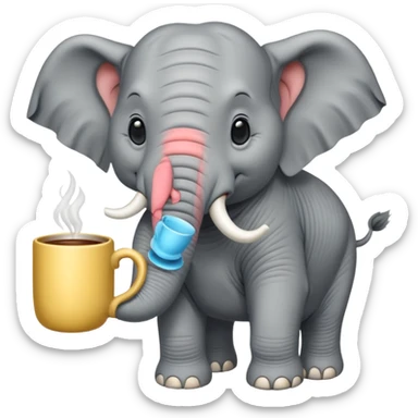 elephant with tea cup sticker
