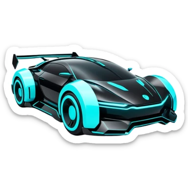 futuristic black and cyan cyberpunk car sticker