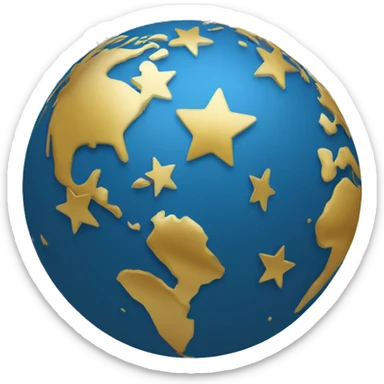 Globe with gold stars sticker