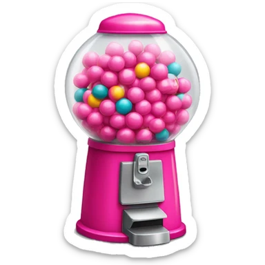 Realistic hot pink gumball machine with colorful gumball inside of it. sticker
