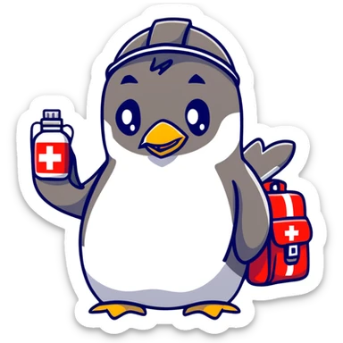 penguin medic with first aid kit and helmet sticker