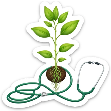 stethoscope wrapped around a sprouting seedling representing agriculture and health sticker