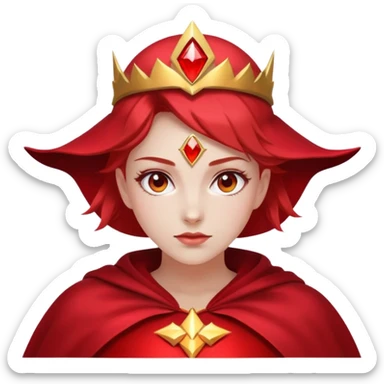 woman with red magic energy powers wearing red headpiece and cape sticker