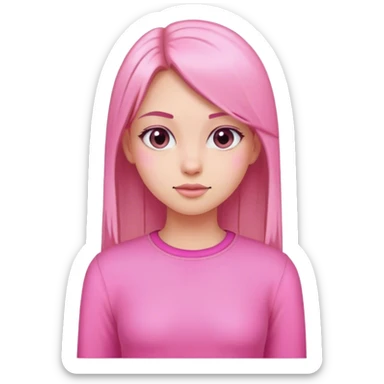 Una chica con el pelo lacio y con ropa rosa sticker