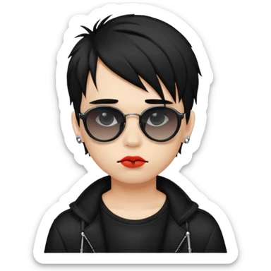 emo boy model with lip piercing sunglasses sticker