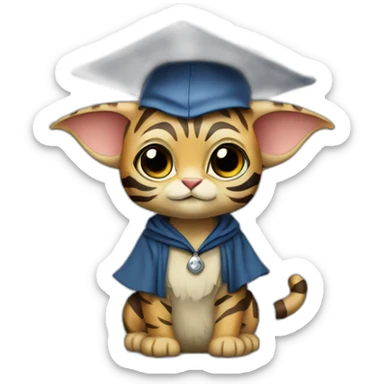 cutie blue skin beep tiger whole body similar to baby yoda with a college mortarboard sticker
