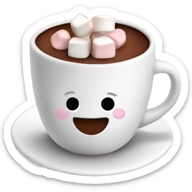 hot chocolate in a cup with marshmallows sticker
