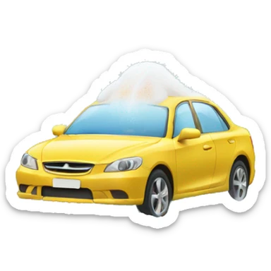 car being washed, covered in foam sticker