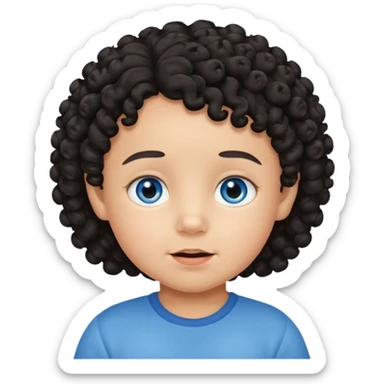 a tan toddler with black curly hair and blue eyes sticker