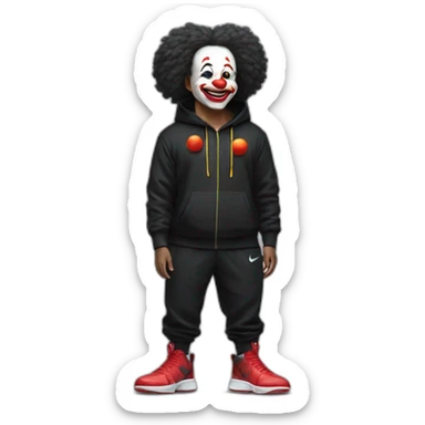 Clown in nike shoes and black hoodie sticker