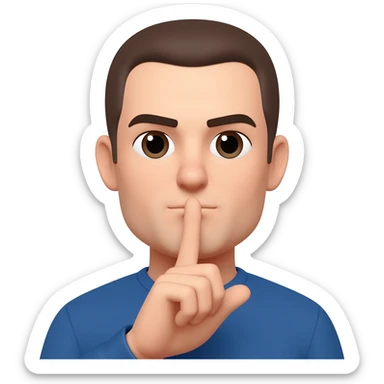 Une personne avec une mâchoire carré qui fais chut avec son doigt sticker