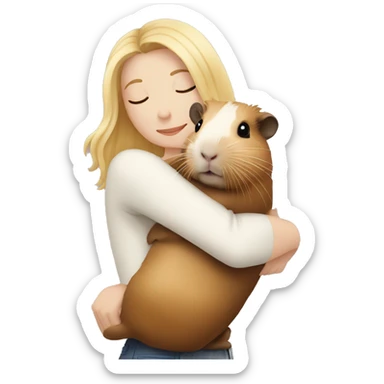 Blonde Woman hugging a guineapig sticker