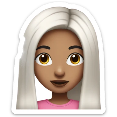 cute girly girl with long straight black hair wearing pink with two gold nose rings sticker