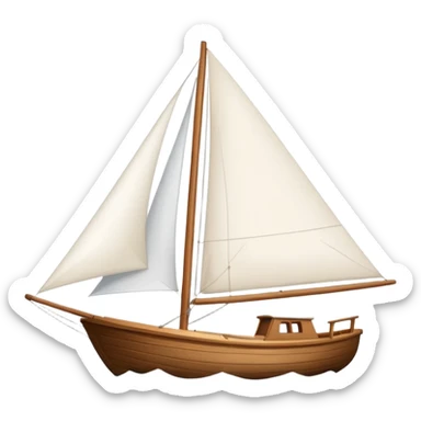 Sailboat – White sail on wooden hull sticker