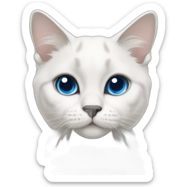 White scottish lop-eared cat with gray face nose and gray ears, blue eyes sticker