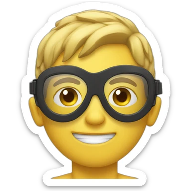 side view of an emoji boy ready to swim with swim goggles sticker
