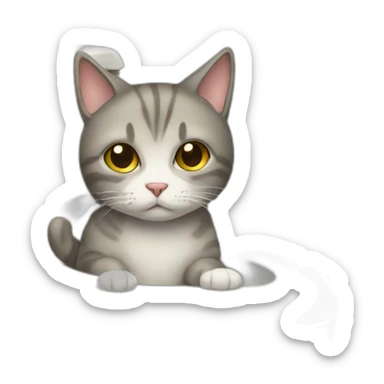 sad cat sitting on the toilet sticker