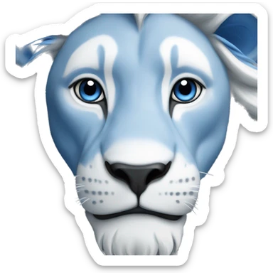 Blue and white lion sticker